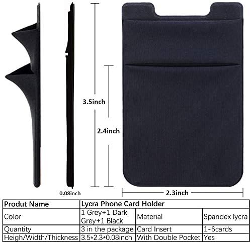 Zemexy 3 опаковки Лепкав притежателя за телефонни карти, приклеивающегося до карманному портфейла, Еластична
