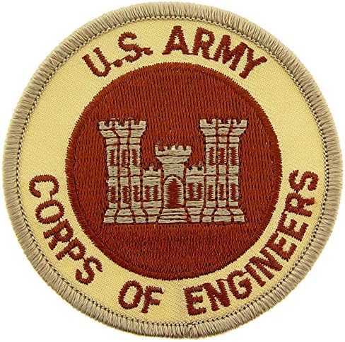 Нашивка с бродерия на Инженерния корпус на армията на Съединените Щати, Пустиня / Пясък, Клеящаяся желязо