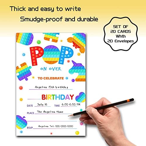 Покани за парти в стил Rainbow Pop за рожден ден - Покани за парти Rainbow Pop It - Идеи покани за рожден Ден