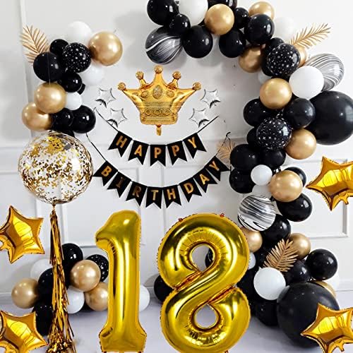 RBYOO Украса на 35-ия рожден Ден за мъже и жени, Черни и златни 35 Балони за рождения Ден, принадлежности с