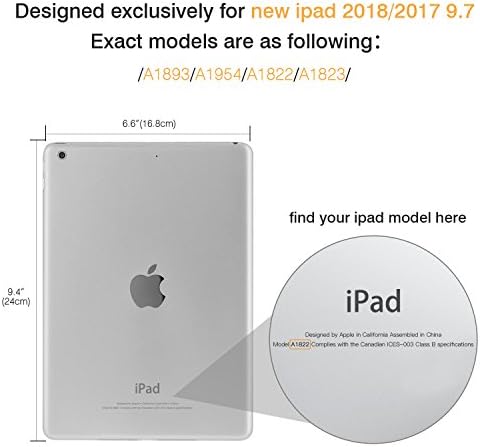 Калъф MoKo Подходящ за iPad 9.7 6-ти /5-то поколение 2018/2017, тънък калъф-книжка със стойка Smart, Shell и