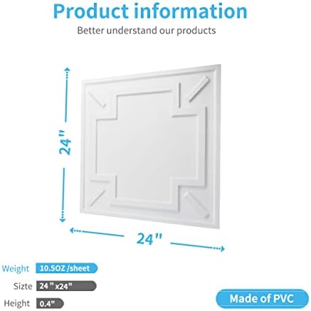 Декоративна Подвесная Таван теракот Art3d 2 x2, Склеиваемая 3D Текстурирани Таван панел-Пластмасов лист на белия