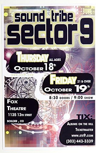 Плакат Tribe Sound Sector 9 2001 18 октомври Театър Фокс Боулдър
