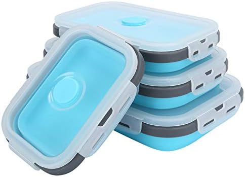 4 бр./компл. Силиконов Обяд-Бокс Сгъваем Контейнер За Съхранение Bento Box е Нетоксичен И без мирис Лесен за