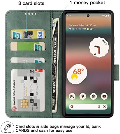 Чанта-портфейл Eastcoo с панти капак за Google Pixel 6a, [Броня от изкуствена кожа + TPU] [3 слота за карти]