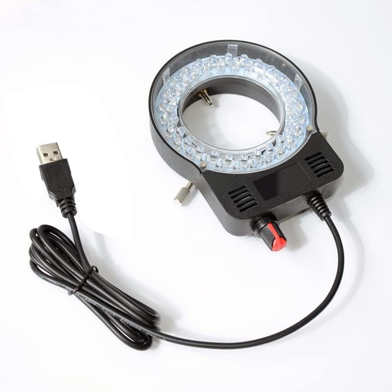 DODANI USB Регулируема Led Околовръстен лампа за Стереомикроскопа и камери, с адаптер на захранване DC 5V (Цвят: