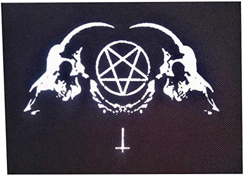Нашивка с Козлиным черепа - Сатанинская Пентаграм Бафомет Мендеса Кръст Левиатан Оккультный Готически знак на