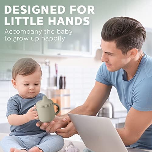 Potchen 2 Бр. Силиконовата тренировочная чаша-поильник за детето на 6 месеца + Мека детска чашка с соломинкой,