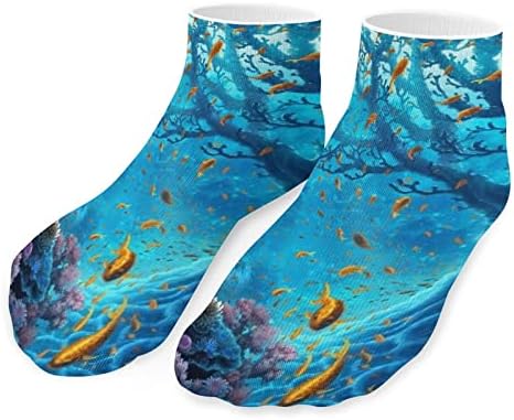 Подводен Свят Забавни Чорапи За Бягане на Щиколотках Спортни Чорапи Без Подплата за Мъже И Жени