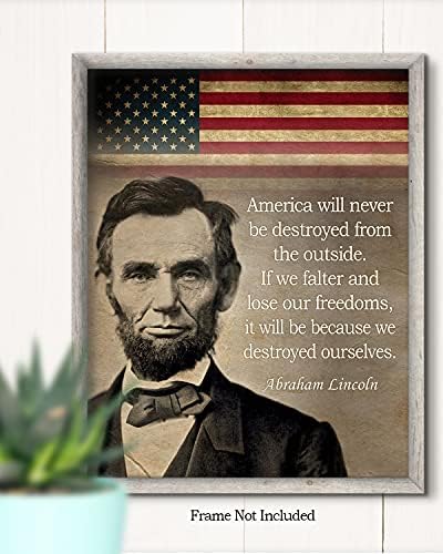 Историческа цитат Говиво Ейбрахам Линкълн - Американски Патриотичен Президент, Стенен декор, Художествена печат