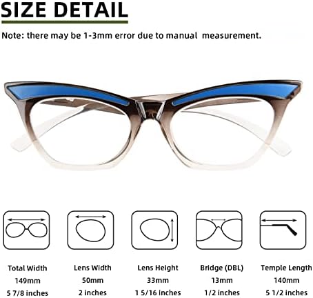 Reducblu 5 Опаковки Стилни Очила за четене с Кошачьим Око за Жените - красиви на външен вид Дами Reader