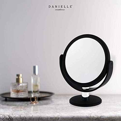 Кръгло Тоалетен огледало Danielle Creations Soft Touch Черен на цвят, с 10-кратно увеличение