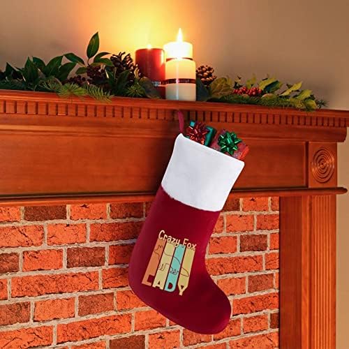 Crazy Fox Женски Коледни Чорапи (16,5 см), Коледни Чорапи, Подарък Пакет за Семейна Почивка, Камина, Дърво,