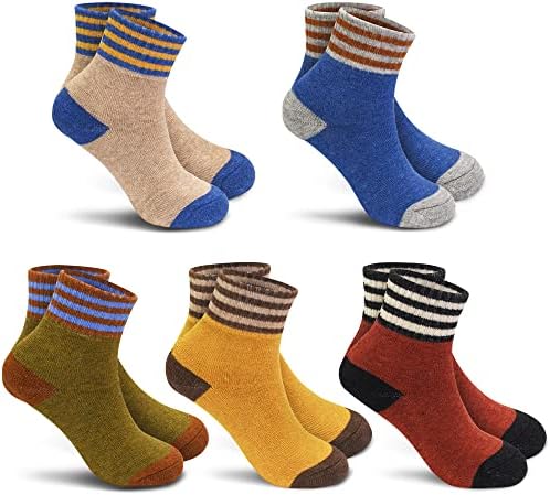 Зимни чорапи за деца SPTRAMLE, 5 двойки, Топли Туристически Дебели чорапи за деца и момичета, Топли детски чорапи