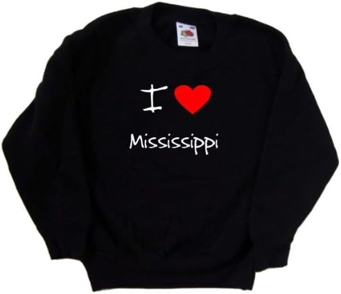 Черна детска Hoody I Love Heart Mississippi