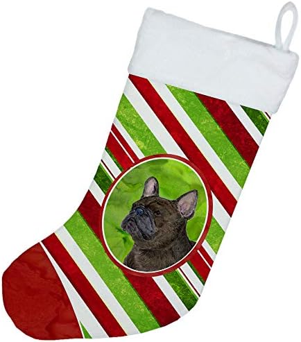 Carolin's Treasures SS4588-CS Френски Булдог Леденцовая Бастун Празничен Коледен Чорапи, Чорапи за висящи пред
