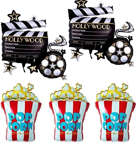 Комплект балони HBmemory Movie Night - балон за отваряне на Холивуд, Пуканки от Mylar за декори | Камера от