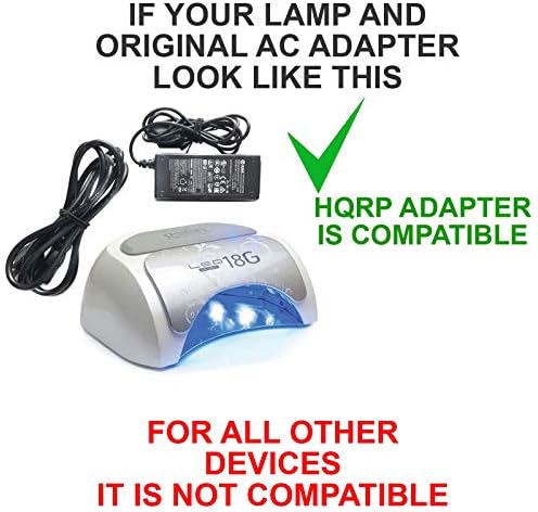 Адаптер за променлив ток HQRP 12, съвместим с Harmony GELISH 18G, Led лампа, захранващ Кабел, Адаптер за акрил