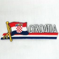 Хърватия Hrvatska Sidekick Дума Флаг на Страната Желязо на Нашивке Икона на Стопанските .. 1,5 Х 4,5 инча Нов