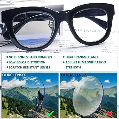 COJWIS 6 опаковки Очила за четене за Жени, Стилни Сини Светозащитные Точки От Напрежение в очите, Компютърни