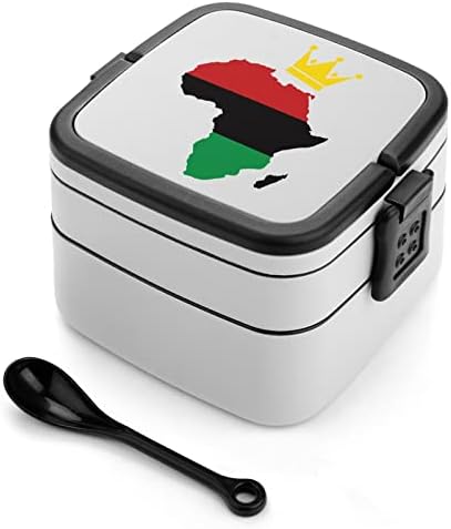 Карта на Африка с Кутия за Обяд под формата на Короната, Преносима Двупластова Кутия за Bento, Контейнер за
