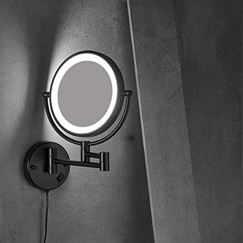 Огледало За Грим за 8 Инч(И) LED Двустранно 1X/5X Увеличително Огледало за Тоалетка Маса Управляемият Выдвижное за Баня за Хотели