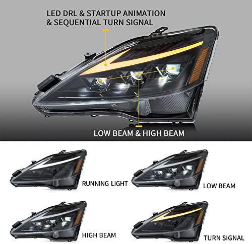 Led проекторные фарове VLAND, съвместими за 2006-2012 Lexus IS250 IS250C IS350 IS350C IS220d, 2008-2014 ISF