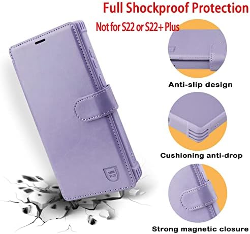 Чанта-портфейл VANAVAGY Galaxy S22 Ultra 5G, Кожен Калъф за мобилен телефон с откидывающимся магнитна каишка