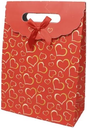 Притежател на ваучър за подарък на хартиения пакет с лък и принтом във формата на сърца от Ruilogod бежово оранжево