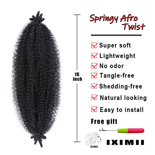 3 Опаковки Еластични афро-Усукване на Косата 16 Инча IXIMII, Предварително разделени с Къдрава коса, плетене