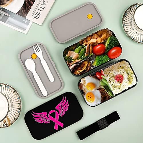 Рак на гърдата Розовата Лента Bento Lunch Box Херметични Контейнери за храна Bento Box с 2 Отделения за Пикник