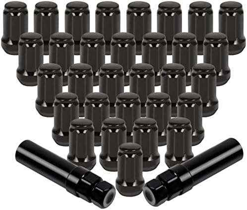 JEPFHYKE 23 Комплект гайки за джанти накрайници 1/2-20 + 2 ключа Черен цвят с 6 шлицами Подходящ за ECP051495