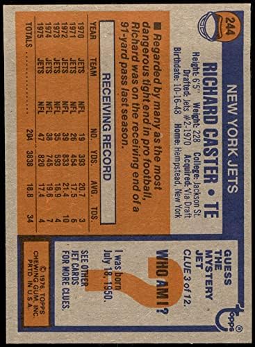 1976 Топпс 244 Ричард Къстър Ню Йорк Джетс (Футболна карта) в Ню Йорк Джетс Джаксън Св.