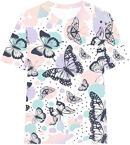 Дамски Блузи с принтом пеперуди 2023, Летни Блузи с къс ръкав и ръкавели, Тениски с кръгло деколте, Ежедневни