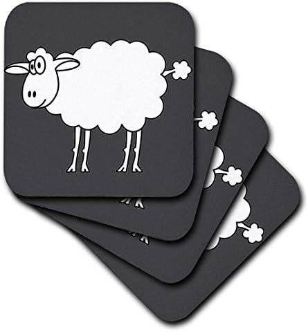 3dRose Сладки Мультяшные овце - Влакчета за керамични плочки, комплект от 4
