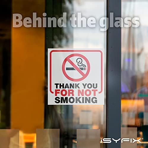 Етикети iSYFIX с надпис Пушенето забранено за вътрешната страна на прозореца - 4 опаковки размер 6X6 см - Винилови
