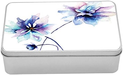 Лидице Кутия с Акварельными цветя Ambesonne, Цветна Фигура Меки Пролетни цветя в ретро стил, Преносим Правоъгълна