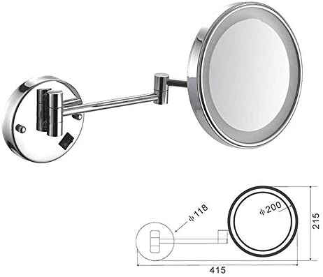 LIANXIAO - 3-Кратно увеличение, Стенно огледало за тоалетка маса с led подсветка, 8 инча, двустранни Огледала