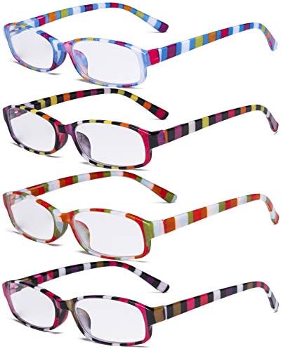 Eyekepper 4 опаковки Дамских Модни Очила за четене в ивица с Малки Лещи за Четене за жени + 1,75