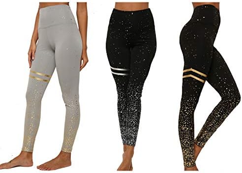 Дамски Модни Гамаши с Метален Модел, Лъскави Панталони За Йога, Лъскави Спортни Чорапи За Джогинг, Йога, Тренировки,