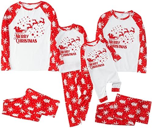 Коледна Пижама за семейството 2022, Коледна Тениска с Снежинками с Дълги ръкави и Коледните Елени, Меки Еднакви