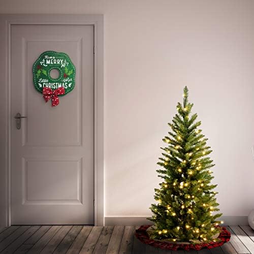 Изкуствена Тънка Коледно дърво Tree National Company, Предварително Осветени, Зелено, Кралско Смърч, Бял Венец,