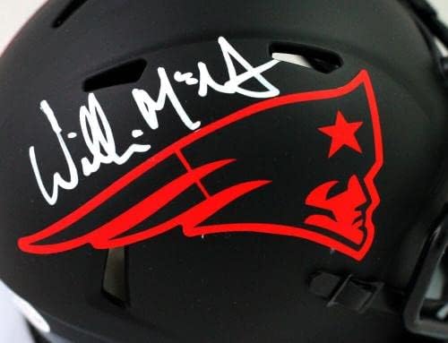 Уили Макгинест подписа мини-каска New England Patriots Eclipse Speed Mini - BA W - Мини-Каски NFL с автограф