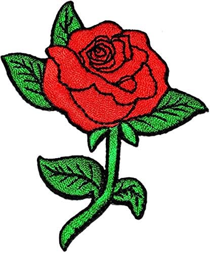Опаковка от 3 Червени Рози, Бродирани аппликацией Направи си сам, Пришивная Нашивка RO-04