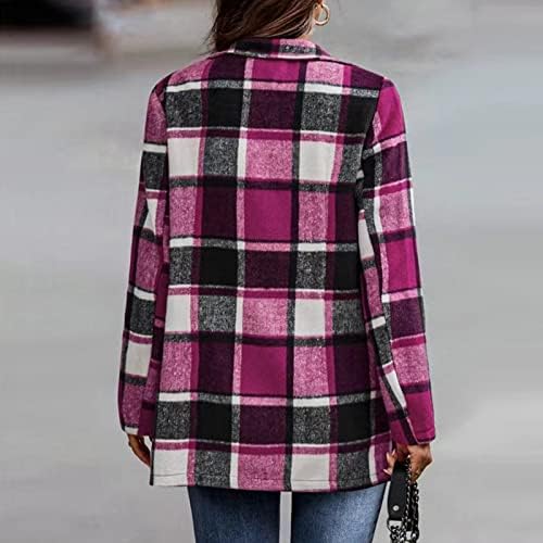COKUERA/ Дамски Модни Есенна Клетчатая яке, Палто, Ежедневното Палто с Дълги ръкави и джобове Копчета, Стилна