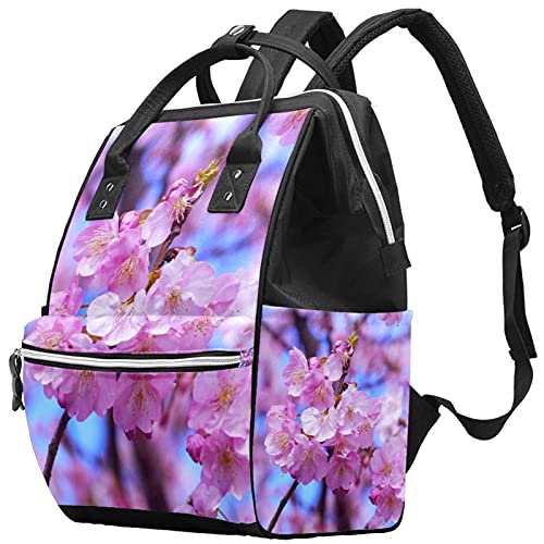 Чанти-Тоут за Памперси Cherry Blossom, Раница за мама, Чанта за Пелени с Голям Капацитет, Пътна Чанта за Грижа