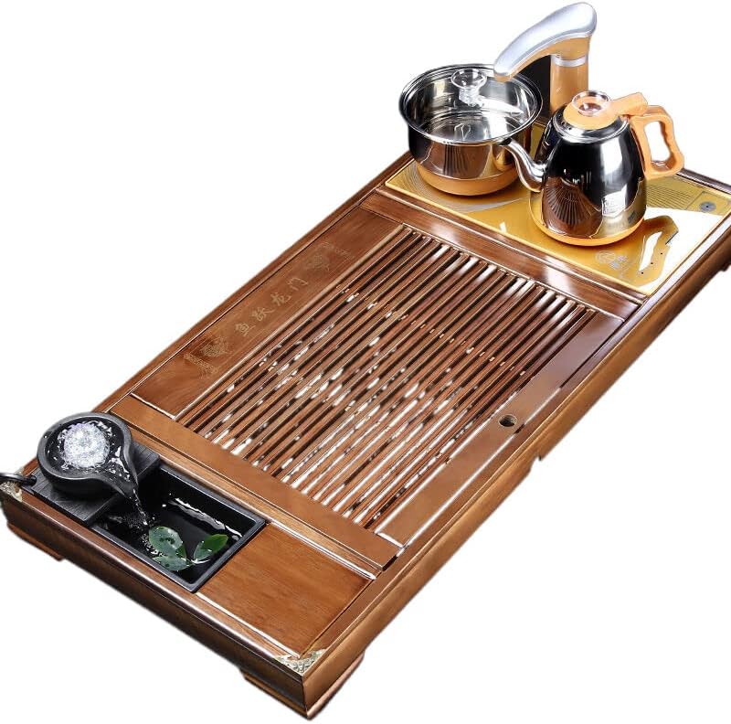 поднос за чай от масивна дървесина с вграден индукционна печка напълно автоматичен чайник茶盘实木带电水水壶一体体体体体