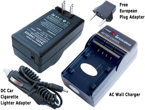 iTEKIRO AC Стенно Зарядно за Кола dc Комплект за Panasonic DMC-FX12 + iTEKIRO 10-в-1 USB Кабел За зареждане