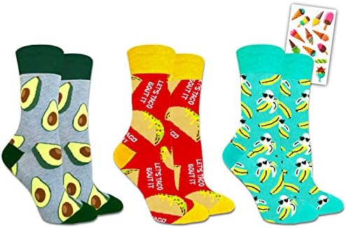 Грейдон Хол, Определени чорапи Let ' s Тако Bout It - Комплект от продукти с Такос, Авокадо, Банан, стикери