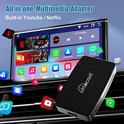 OTTOCAST Wireless Android Auto адаптер за Кола Play2Video, най-Новият Мултимедиен видео адаптер Android Auto
